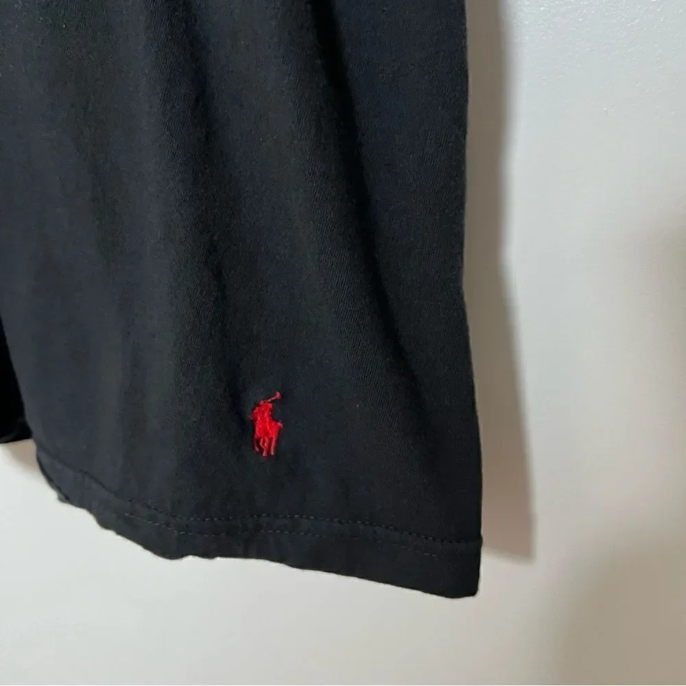 Polo Ralph Lauren T-Shirt Mens Large Black Solid Short Sleeve Logo Preppy Cotton